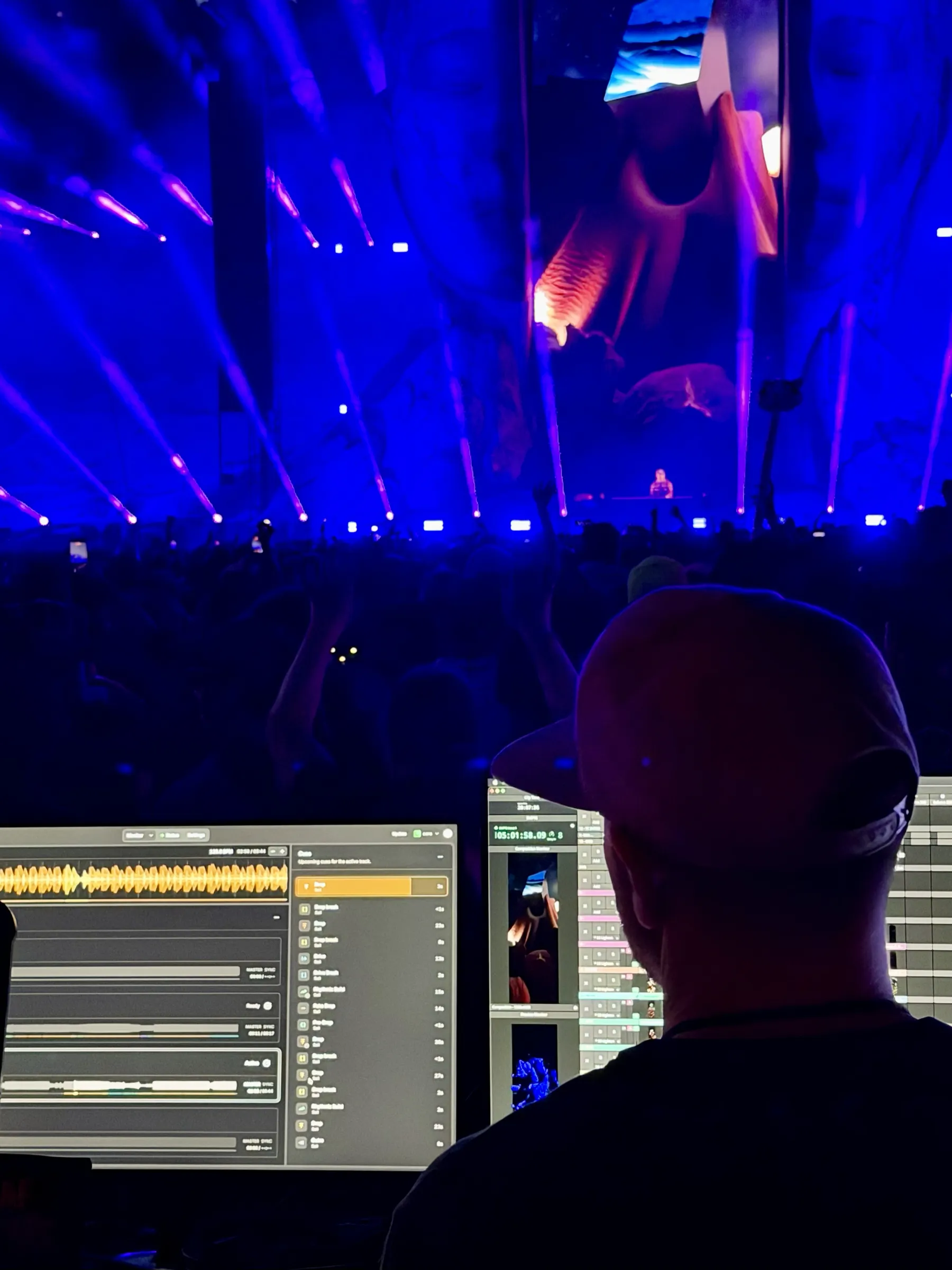Time-line used in a live show environment