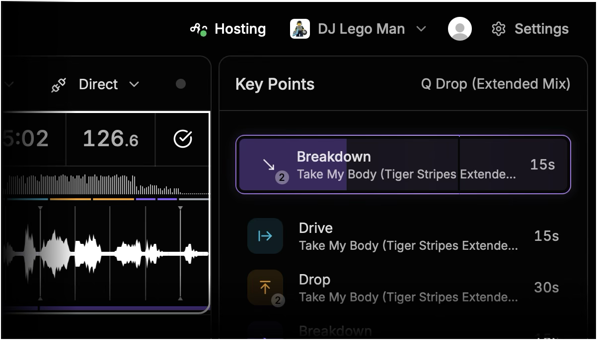 Time-line Live showing the Hosting status in the top menu bar